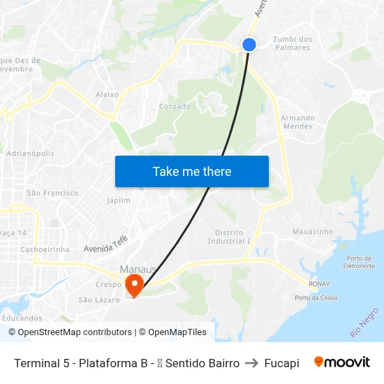 Terminal 5 - Plataforma B - ➒ Sentido Bairro to Fucapi map