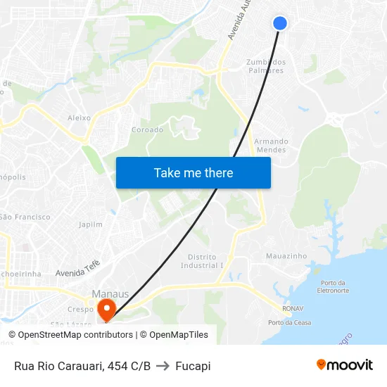 Rua Rio Carauari, 454 C/B to Fucapi map