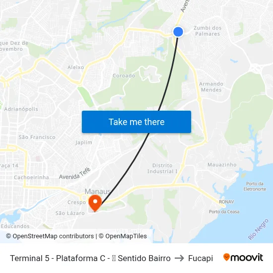 Terminal 5 - Plataforma C - ⓬ Sentido Bairro to Fucapi map