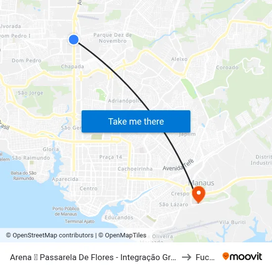 Arena ➏ Passarela De Flores - Integração Gratuita to Fucapi map