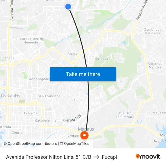 Avenida Professor Nilton Lins, 51 C/B to Fucapi map