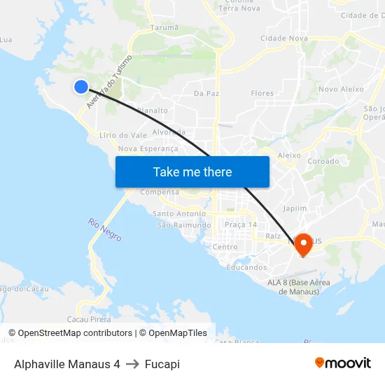 Alphaville Manaus 4 to Fucapi map