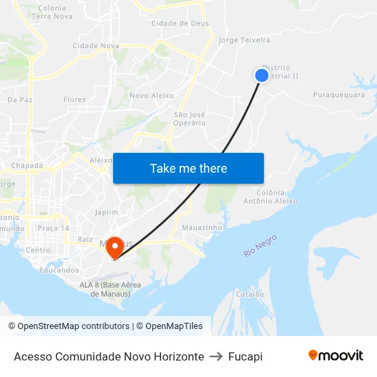 Acesso Comunidade Novo Horizonte to Fucapi map