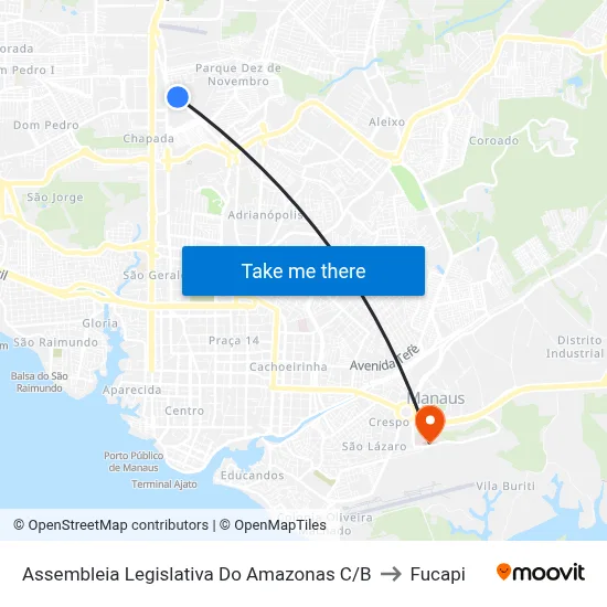 Assembleia Legislativa Do Amazonas C/B to Fucapi map