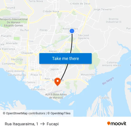 Rua Itaquaraima, 1 to Fucapi map