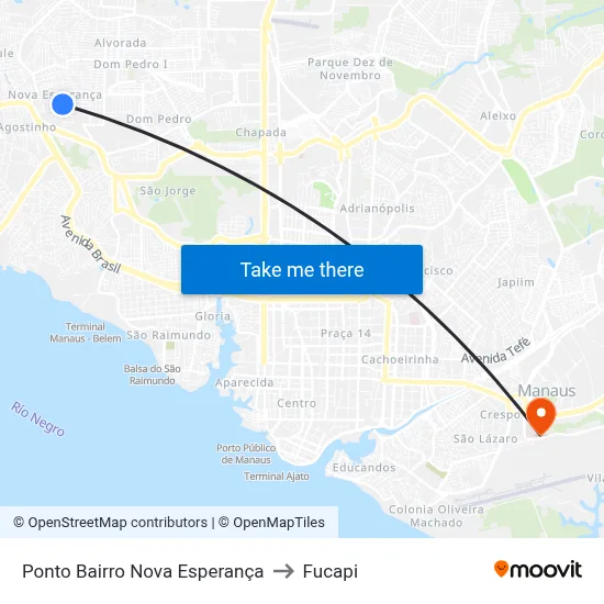 Ponto Bairro Nova Esperança to Fucapi map