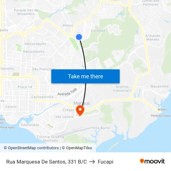 Rua Marquesa De Santos, 331 B/C to Fucapi map