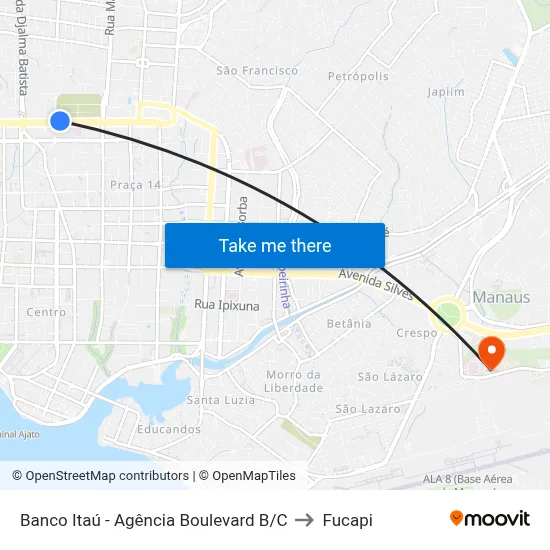 Banco Itaú - Agência Boulevard B/C to Fucapi map