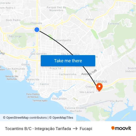 Tocantins B/C - Integração Tarifada to Fucapi map