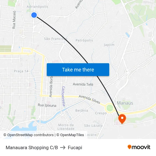 Manauara Shopping C/B to Fucapi map
