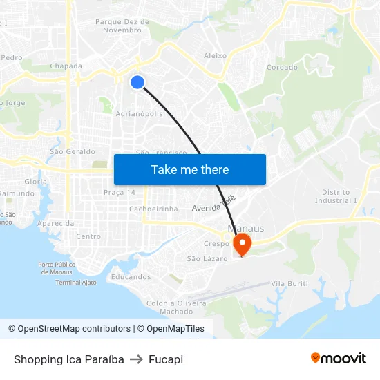 Shopping Ica Paraíba to Fucapi map