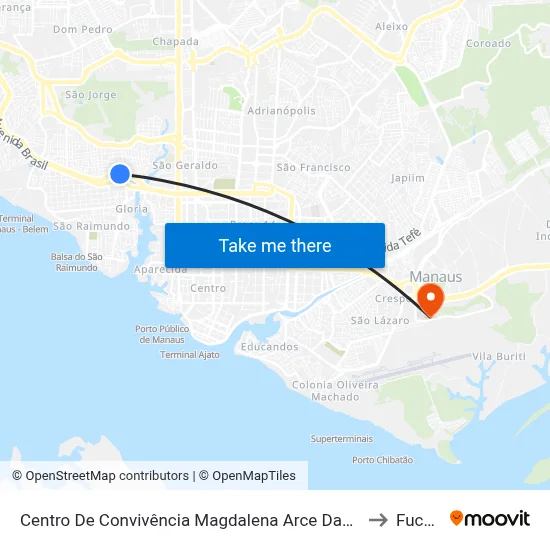 Centro De Convivência Magdalena Arce Daou C/B to Fucapi map