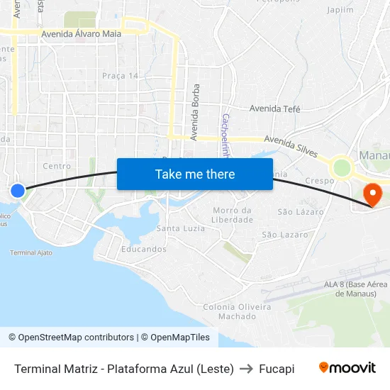 Terminal Matriz - Plataforma Azul (Leste) to Fucapi map