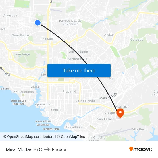 Miss Modas B/C to Fucapi map