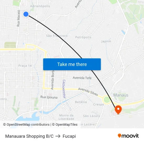 Manauara Shopping B/C to Fucapi map