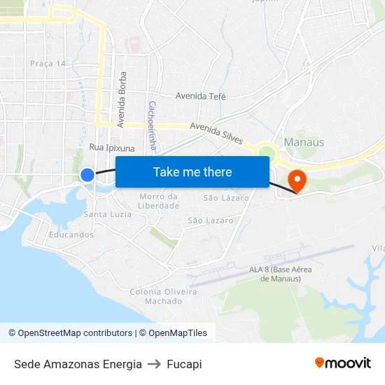Sede Amazonas Energia to Fucapi map