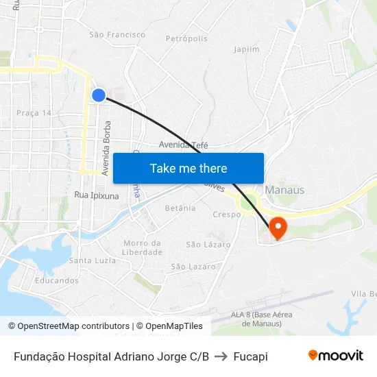 Fundação Hospital Adriano Jorge C/B to Fucapi map