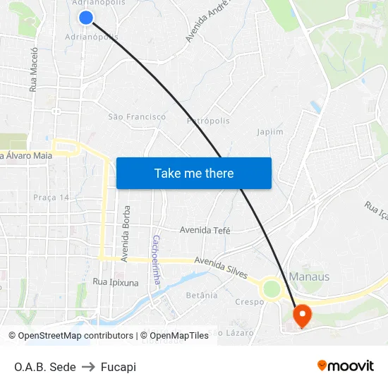 O.A.B. Sede to Fucapi map