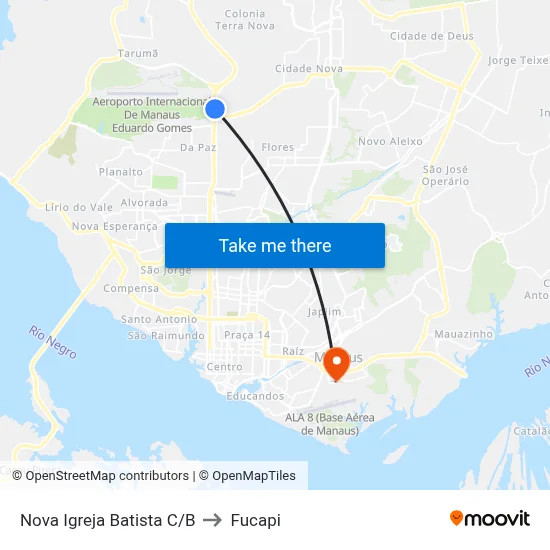 Nova Igreja Batista C/B to Fucapi map