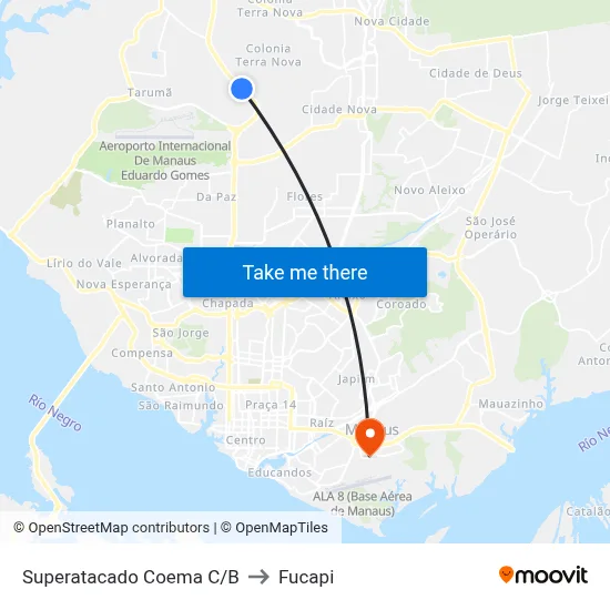 Superatacado Coema C/B to Fucapi map