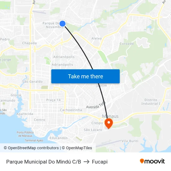 Parque Municipal Do Mindú C/B to Fucapi map