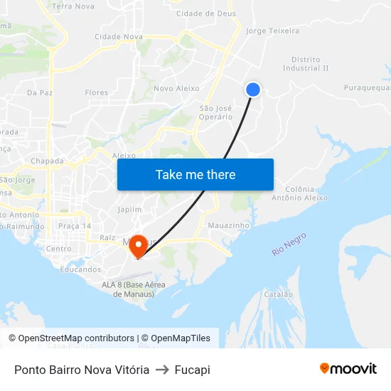Ponto Bairro Nova Vitória to Fucapi map