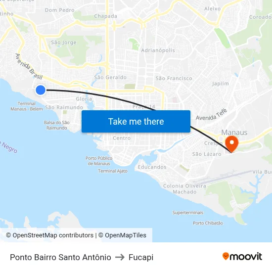 Ponto Bairro Santo Antônio to Fucapi map