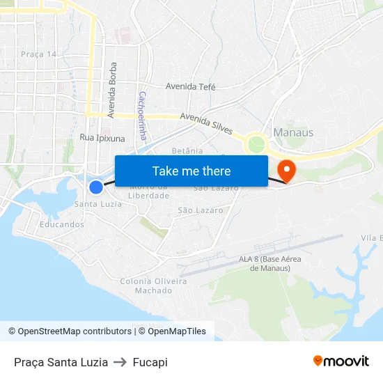 Praça Santa Luzia to Fucapi map