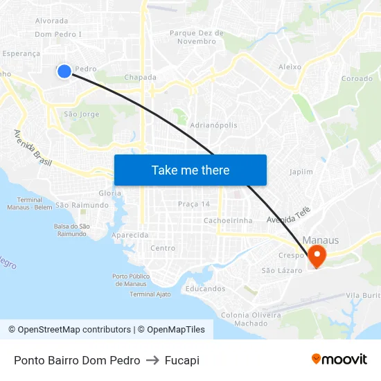 Ponto Bairro Dom Pedro to Fucapi map