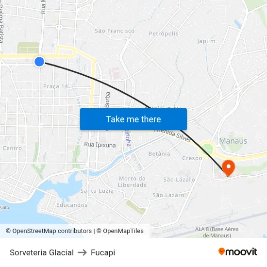 Sorveteria Glacial to Fucapi map