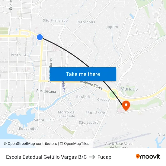 Escola Estadual Getúlio Vargas B/C to Fucapi map