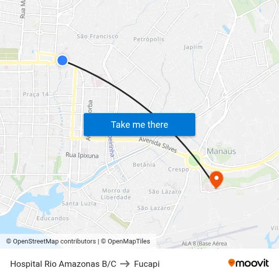 Hospital Rio Amazonas B/C to Fucapi map