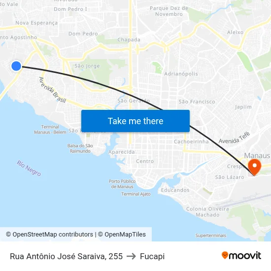 Rua Antônio José Saraiva, 255 to Fucapi map