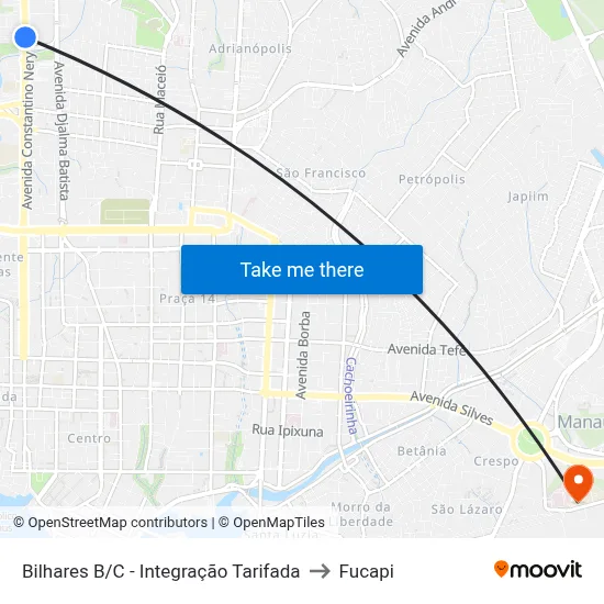Bilhares B/C - Integração Tarifada to Fucapi map
