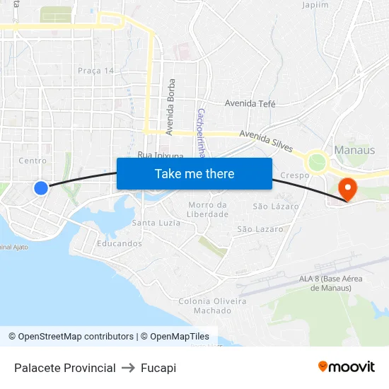 Palacete Provincial to Fucapi map
