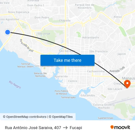 Rua Antônio José Saraiva, 407 to Fucapi map