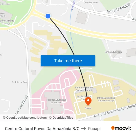 Centro Cultural Povos Da Amazônia B/C to Fucapi map