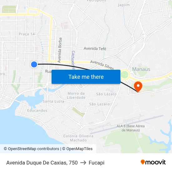 Avenida Duque De Caxias, 750 to Fucapi map
