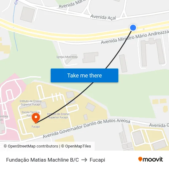 Fundação Matias Machline B/C to Fucapi map