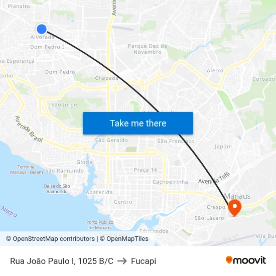 Rua João Paulo I, 1025 B/C to Fucapi map