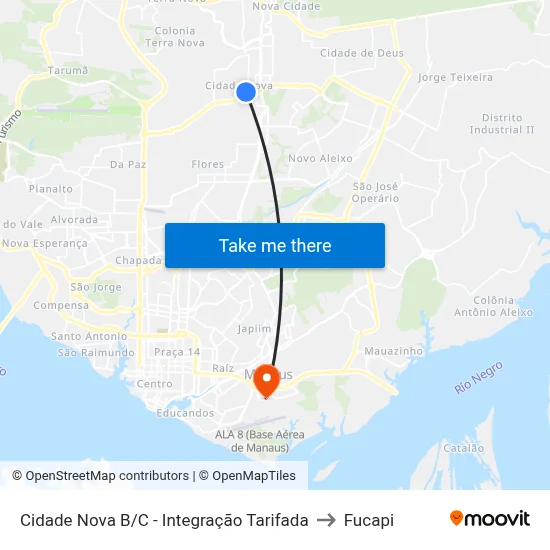 Cidade Nova B/C - Integração Tarifada to Fucapi map