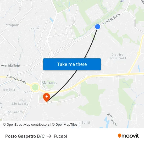 Posto Gaspetro B/C to Fucapi map
