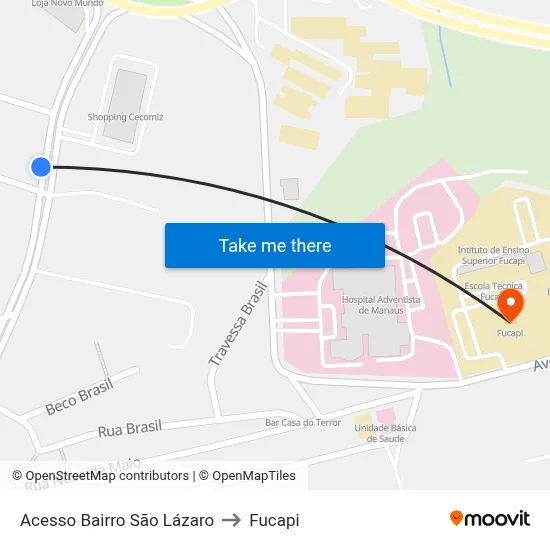 Acesso Bairro São Lázaro to Fucapi map