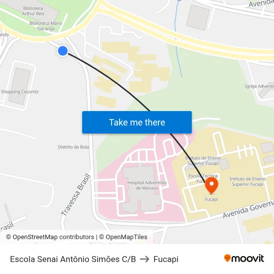 Escola Senai Antônio Simões C/B to Fucapi map