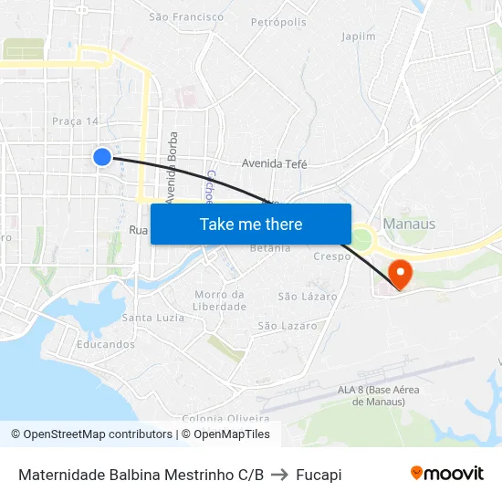 Maternidade Balbina Mestrinho C/B to Fucapi map