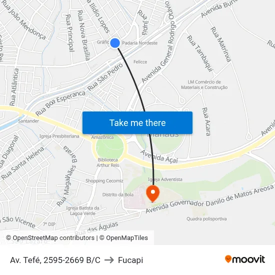 Av. Tefé, 2595-2669 B/C to Fucapi map