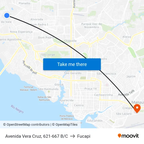 Avenida Vera Cruz, 621-667 B/C to Fucapi map