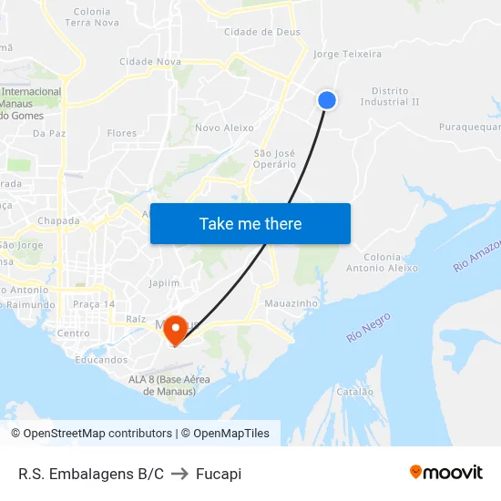 R.S. Embalagens B/C to Fucapi map