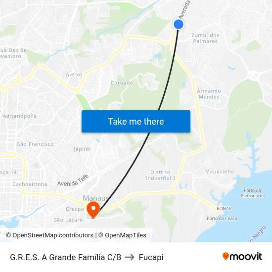 G.R.E.S. A Grande Família C/B to Fucapi map