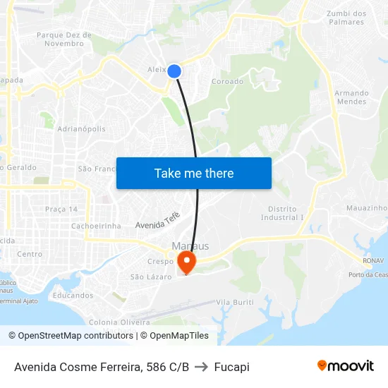 Avenida Cosme Ferreira, 586 C/B to Fucapi map